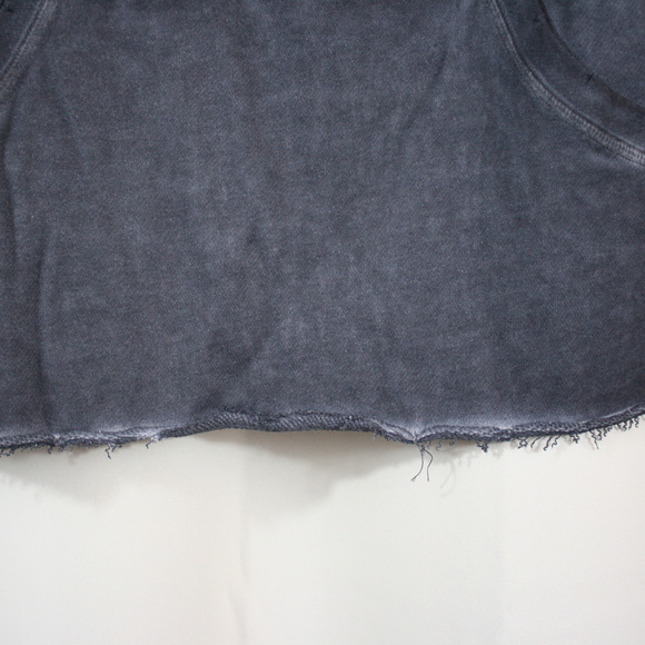 Washed Navy Embroidery Long Distressed Hoodie - Picture 8 of 8